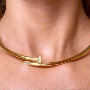 18k LUXURY NAIL Zircon Necklace Choker Gold
Plated, Round